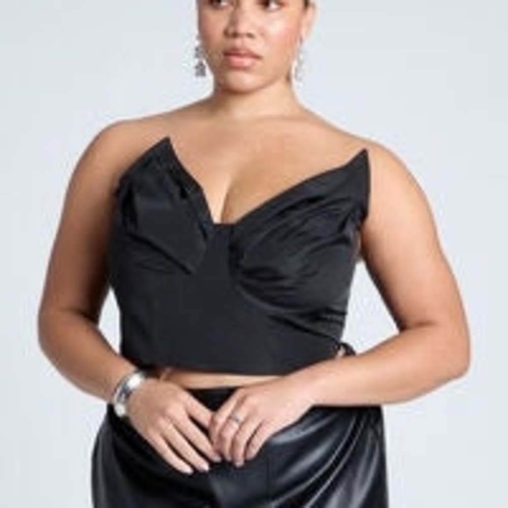 Eloquii Black Satin Crop Top